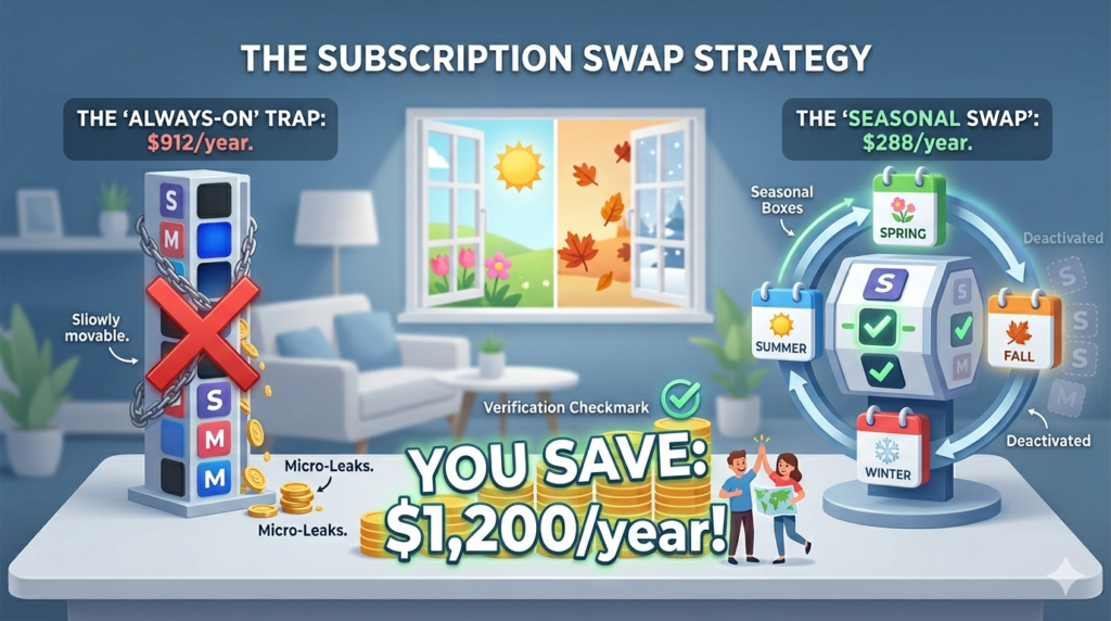 A professional horizontal flowchart visualizing 'The Subscription Swap Strategy' for myamericansavings.us. The 'Start Point: 20s (Automate)' plants a small 'SEED'. Checkpoints show progress: '30s (Raise contribution)' (a sapling); '40s (Diversify)' (a young tree with growth gears); 'End Point: 50s (Max out/Catch-up)' (a massive, lush 'RETIRMENT WEALTH TREE'). The aesthetic is clean, low-poly blue and green, suitable for a financial blog.